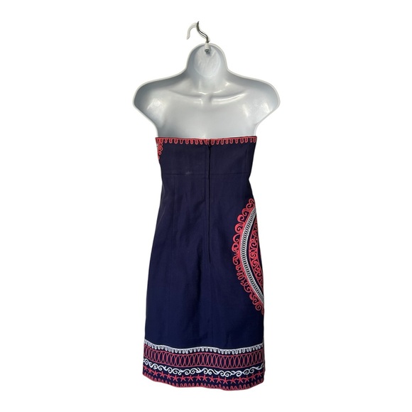 Lilly Pulitzer Bowen Dress Navy Strapless Embroidered Mandala Size 6 - Picture 3 of 10